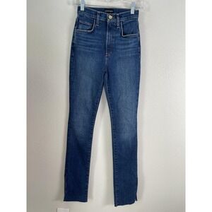 Favorite Daughter Jeans Womens 24 Blue The Valentina High Rise Straight Leg Slit